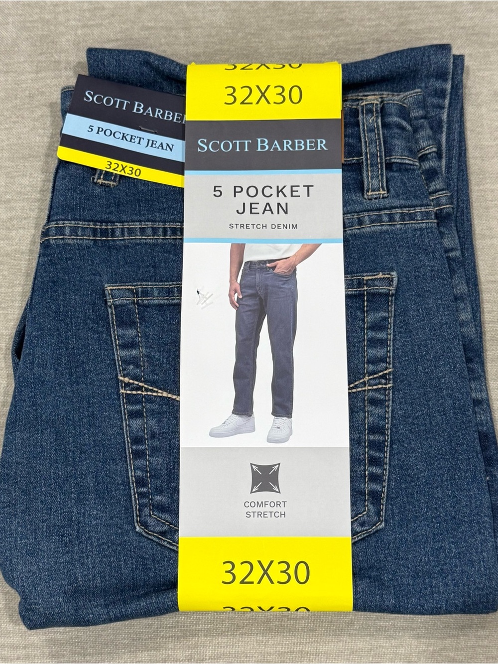 Scott Barber Straight Stretch Denim Men’s Jeans, Blue, Size 32x30